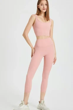 Hot Dear-Lover U Neck Cropped Sleeveless Gym Top Light Pink