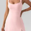 Best Dear-Lover U Neck Sleeveless Side Slit Sports Mini Dress Light Pink