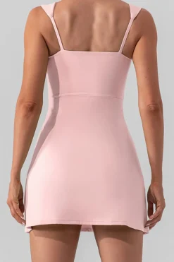 Best Dear-Lover U Neck Sleeveless Side Slit Sports Mini Dress Light Pink