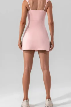 Best Dear-Lover U Neck Sleeveless Side Slit Sports Mini Dress Light Pink