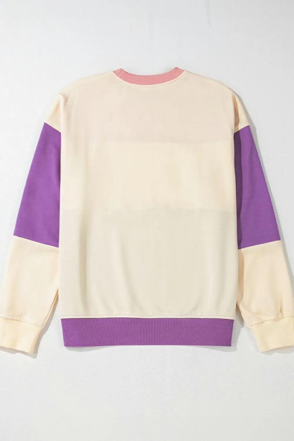 New Dear-Lover Colorblock Patchwork Drop Shoulder Sweatshirt Meadow Mauve