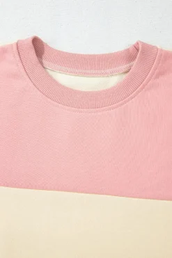 New Dear-Lover Colorblock Patchwork Drop Shoulder Sweatshirt Meadow Mauve