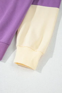 New Dear-Lover Colorblock Patchwork Drop Shoulder Sweatshirt Meadow Mauve