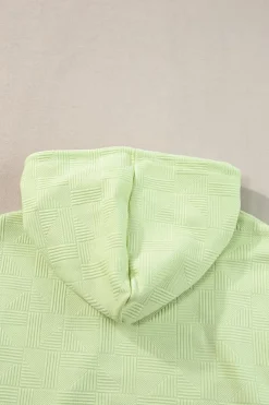 Fashion Dear-Lover Textured Cropped Hoodie and Shorts Set Meadow Mist Green