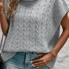 New Dear-Lover Cable Knit Turtleneck Batwing Sleeve Sweater Medium Grey