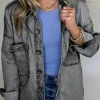 Discount Dear-Lover Mineral Wash Patched Pocket Split Denim Jacket Medium Grey