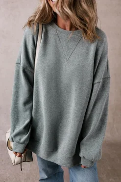 Outlet Dear-Lover Side Split Drop Shoulder Oversized Sweatshirt Medium Grey