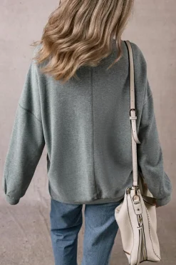 Outlet Dear-Lover Side Split Drop Shoulder Oversized Sweatshirt Medium Grey