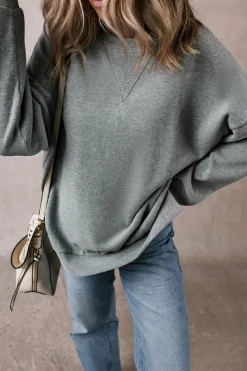 Outlet Dear-Lover Side Split Drop Shoulder Oversized Sweatshirt Medium Grey