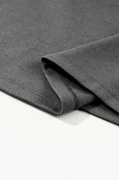 Sale Dear-Lover Solid Color 3/4 Sleeve Round Neck Blouse Medium Grey