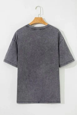 Hot Dear-Lover TEXAS Steer Head Graphic Mineral Wash Oversized T Shirt Medium Grey