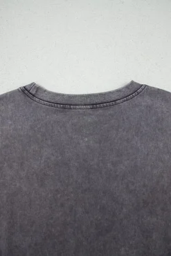 Hot Dear-Lover TEXAS Steer Head Graphic Mineral Wash Oversized T Shirt Medium Grey