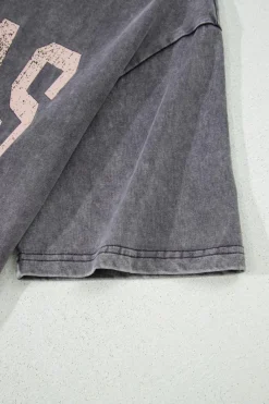Hot Dear-Lover TEXAS Steer Head Graphic Mineral Wash Oversized T Shirt Medium Grey