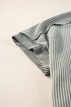 Fashion Dear-Lover Textured Knit Exposed Stitching T-shirt Medium Grey