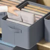 Fashion Dear-Lover Thickened Compartment Foldable Clothes Storage Box Medium Grey