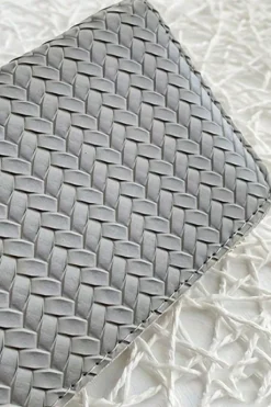 Hot Dear-Lover Woven Textured Zip Around Long Wallet Medium Grey