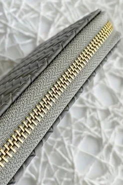 Hot Dear-Lover Woven Textured Zip Around Long Wallet Medium Grey