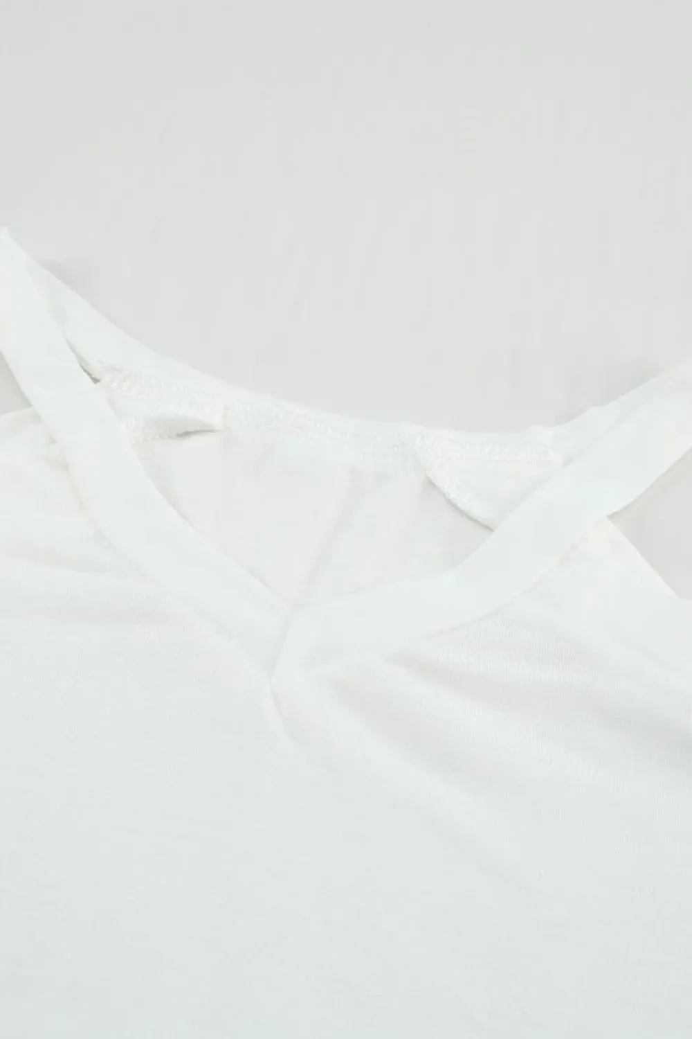 Sale Dear-Lover Mesh Striped Cut-out Cold Shoulder Long Sleeve T-shirt White