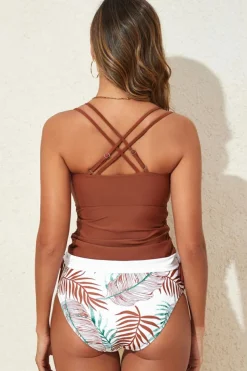 Online Dear-Lover Drawstring Tummy Control Mix-and-match 2pcs Tankini Swimsuit Mineral Red