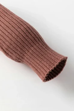 New Dear-Lover Turtleneck Ribbed Knit Tunic Sweater Mineral Red