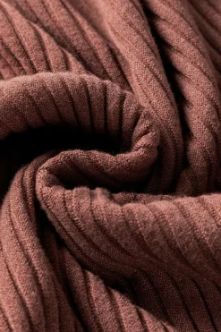 New Dear-Lover Turtleneck Ribbed Knit Tunic Sweater Mineral Red