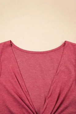 Sale Dear-Lover Twisted Bust V Neck Sleeveless Dress Mineral Red