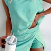 Outlet Dear-Lover 2 Pieces Mineral Wash Cotton Tank Top Lined Split Skirt Set Mint Green