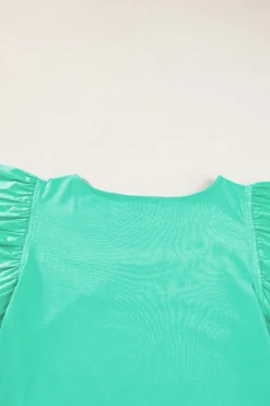 New Dear-Lover Flutter Sleeve Square Neck Top Mint Green