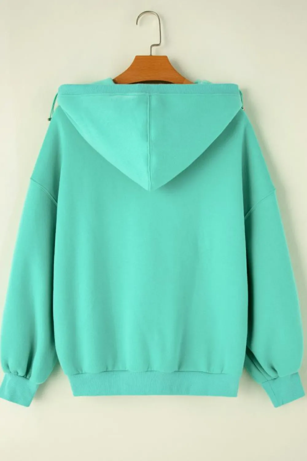New Dear-Lover Half Zip Kangaroo Pocket Drop Shoulder Hoodie Mint Green