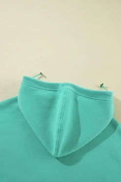 New Dear-Lover Half Zip Kangaroo Pocket Drop Shoulder Hoodie Mint Green