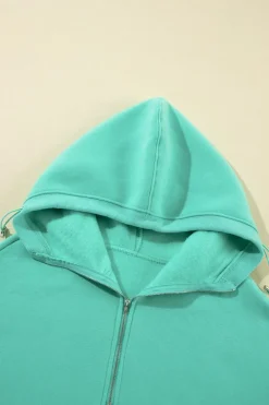 New Dear-Lover Half Zip Kangaroo Pocket Drop Shoulder Hoodie Mint Green