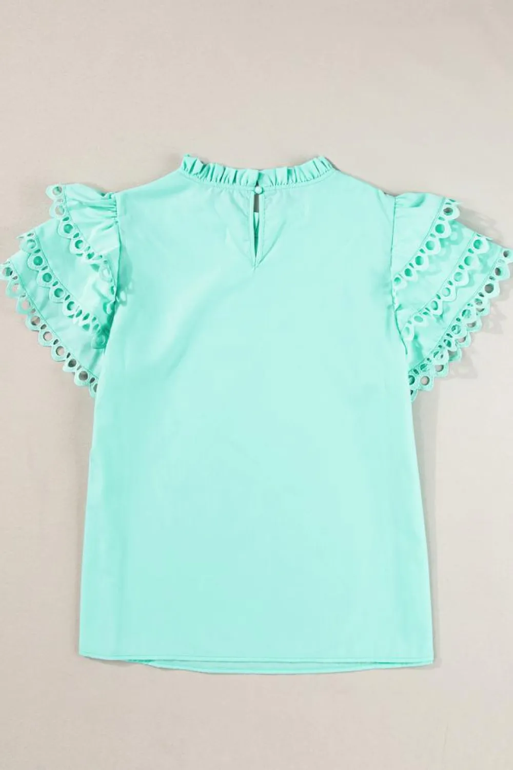Best Dear-Lover Layered Ric Rac Cap Sleeve Frilled Neck Blouse Mint Green
