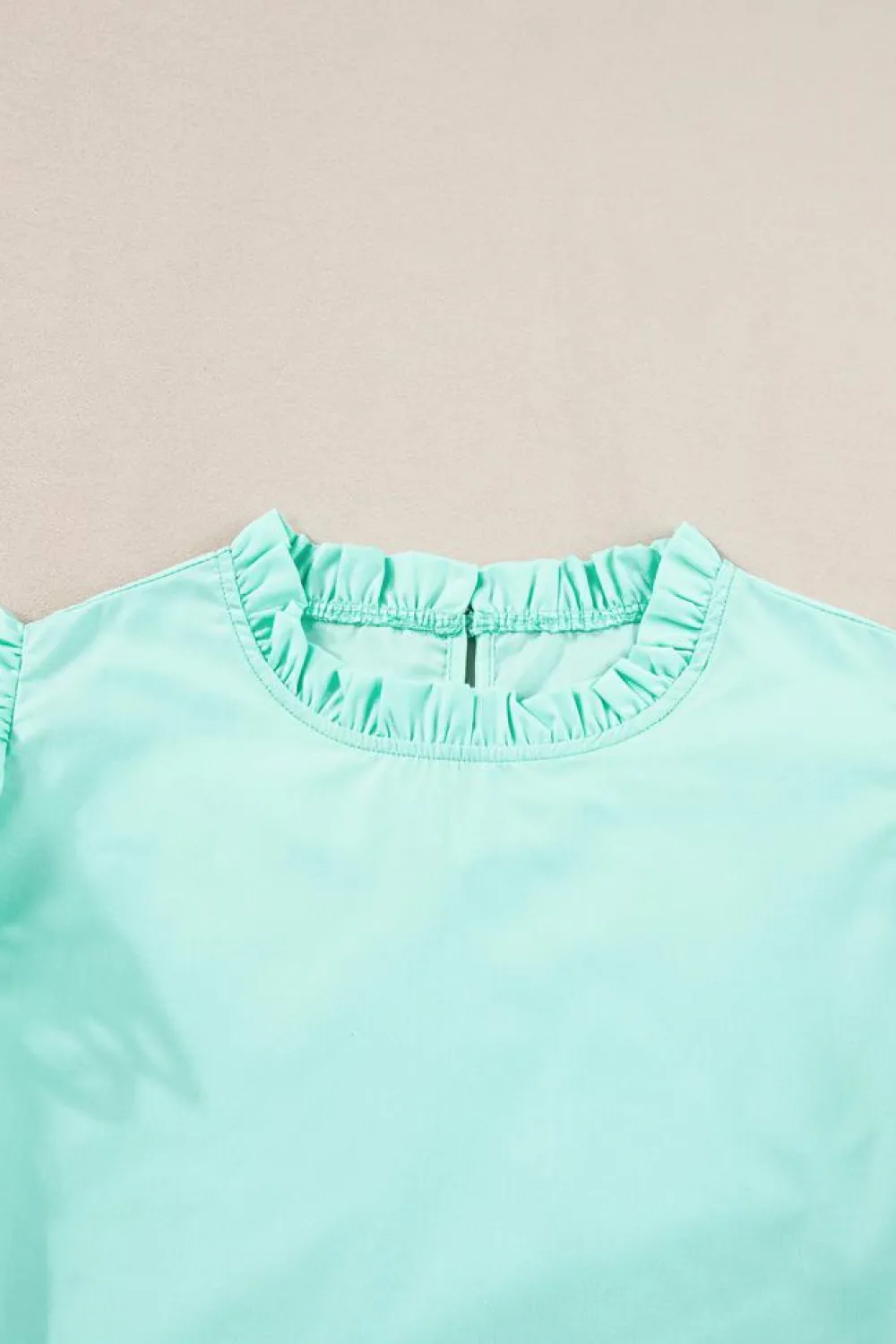 Best Dear-Lover Layered Ric Rac Cap Sleeve Frilled Neck Blouse Mint Green
