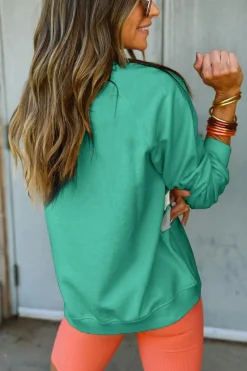 Fashion Dear-Lover Rainbow Colorblock Striped Pullover Sweatshirt Mint Green