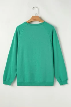 Fashion Dear-Lover Rainbow Colorblock Striped Pullover Sweatshirt Mint Green