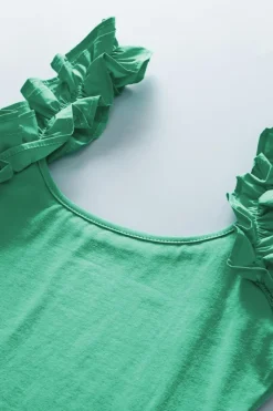 Best Dear-Lover Ruffled Wide Straps Slim Tank Top Mint Green