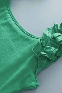 Best Dear-Lover Ruffled Wide Straps Slim Tank Top Mint Green