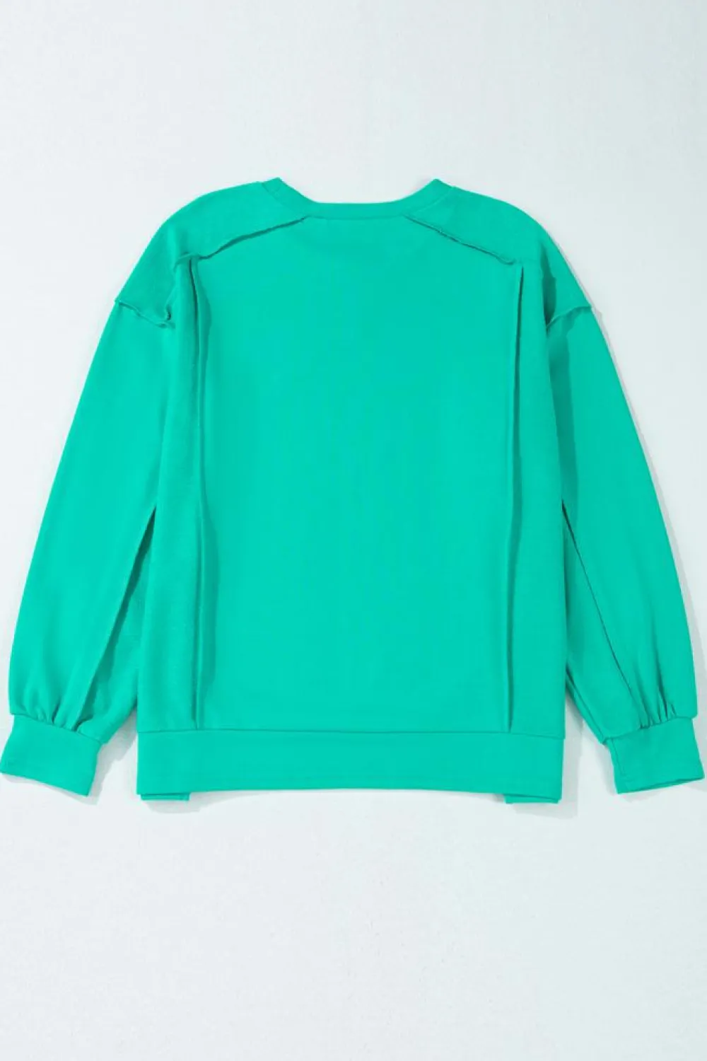 Sale Dear-Lover Splicing Round Neck Pullover Sweatshirt Mint Green