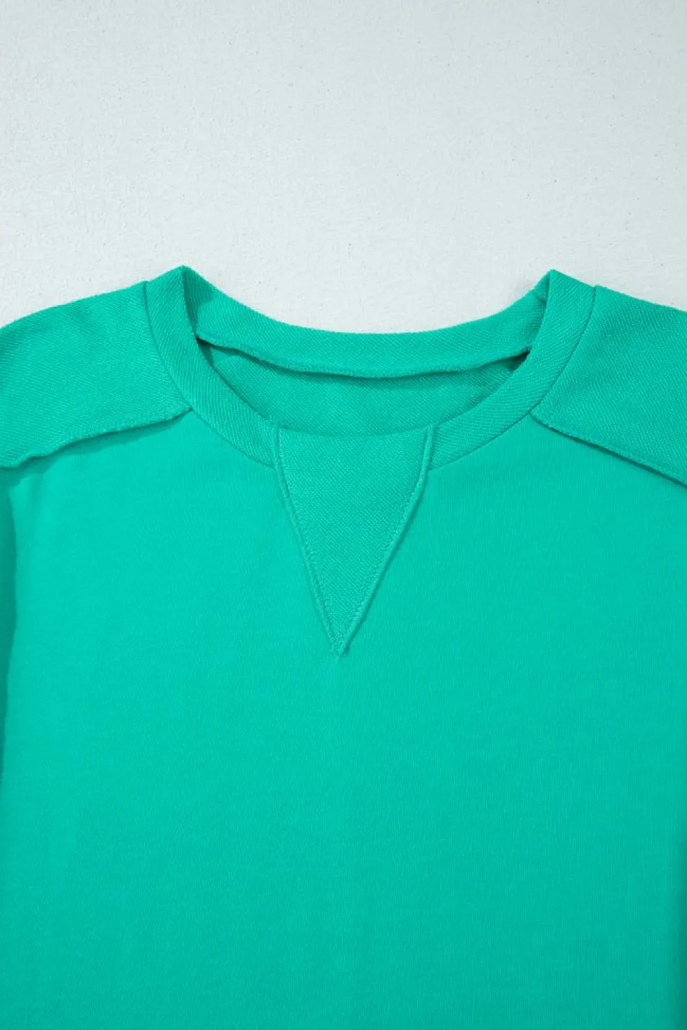 Sale Dear-Lover Splicing Round Neck Pullover Sweatshirt Mint Green