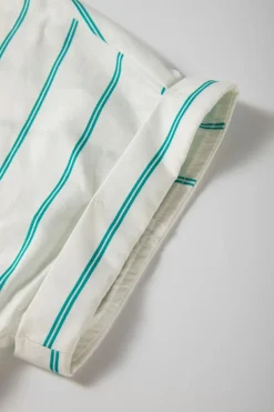 Discount Dear-Lover St Patricks Striped Wide Short Sleeve Shift Mini Shirt Dress Mint Green