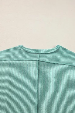 Clearance Dear-Lover Textured Colorblock Crew Neck T Shirt Mint Green