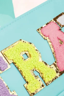 Fashion Dear-Lover TRAVEL Chenille Letter Clear PVC Makeup Bag Mint Green