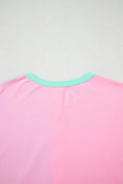 Online Dear-Lover Two Tone Half Buttons Collared T Shirt Mint Green