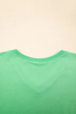 Discount Dear-Lover V Neck Drop Shoulder Tee and Patchwork Drawstring Shorts Set Mint Green