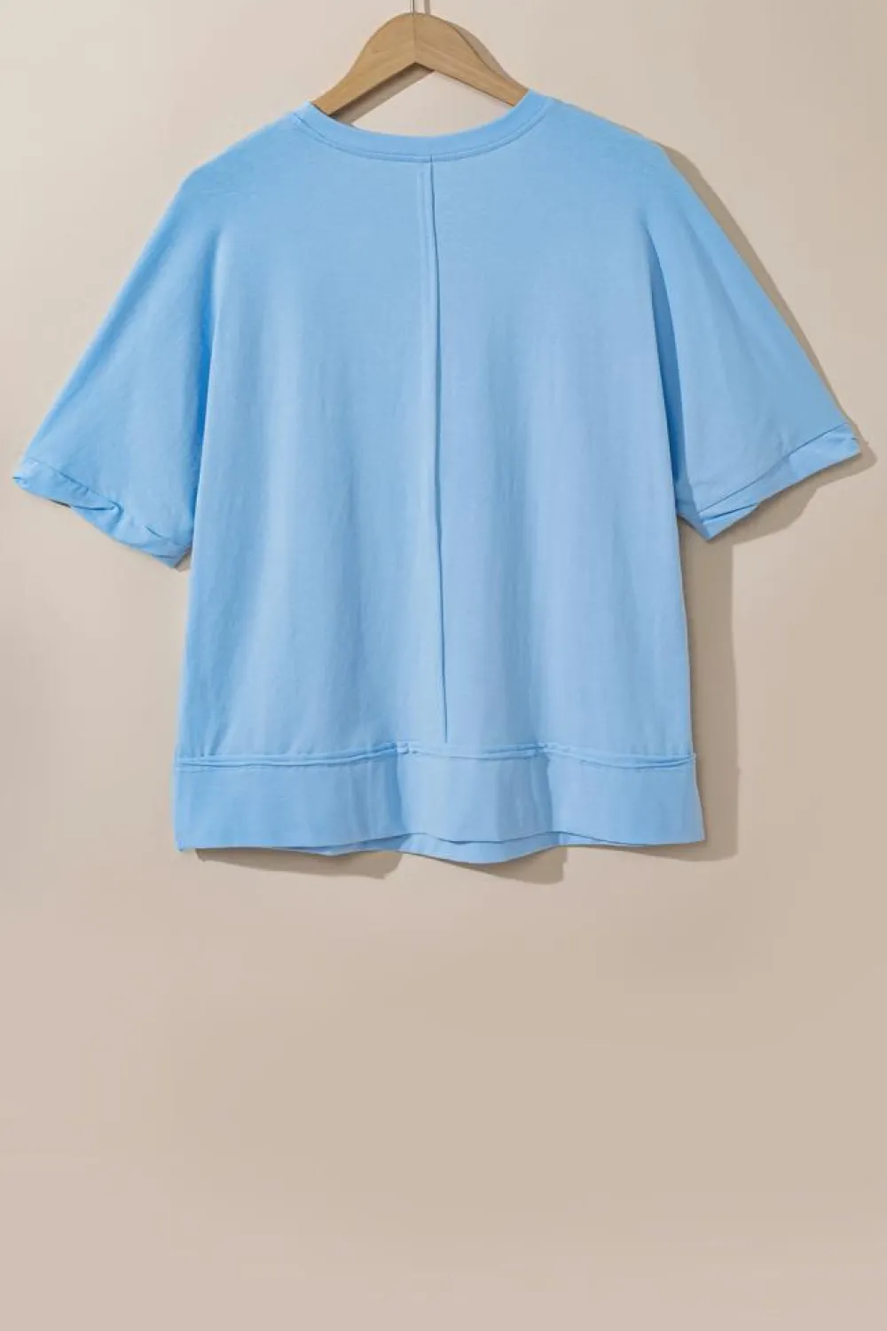 Sale Dear-Lover Sparkle America Pastel Embroidered Graphic T-shirt Mist Blue