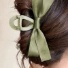 Clearance Dear-Lover Bow Decor Large Hair Claw Clip Mist Green