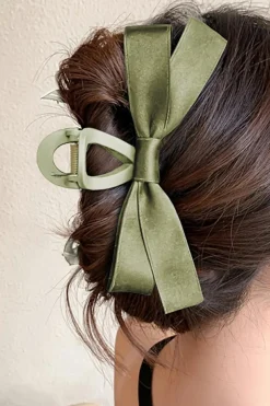 Clearance Dear-Lover Bow Decor Large Hair Claw Clip Mist Green