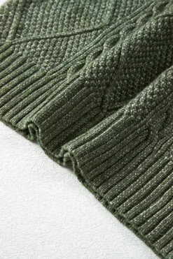 Online Dear-Lover Cable Knit Drop Shoulder Loose Fit Sweater Dress Mist Green