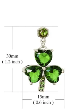 New Dear-Lover Clover Diamond Studded Dangle Earrings Mist Green