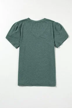 Discount Dear-Lover Fashion Petal Sleeve V Neck T Shirt Mist Green